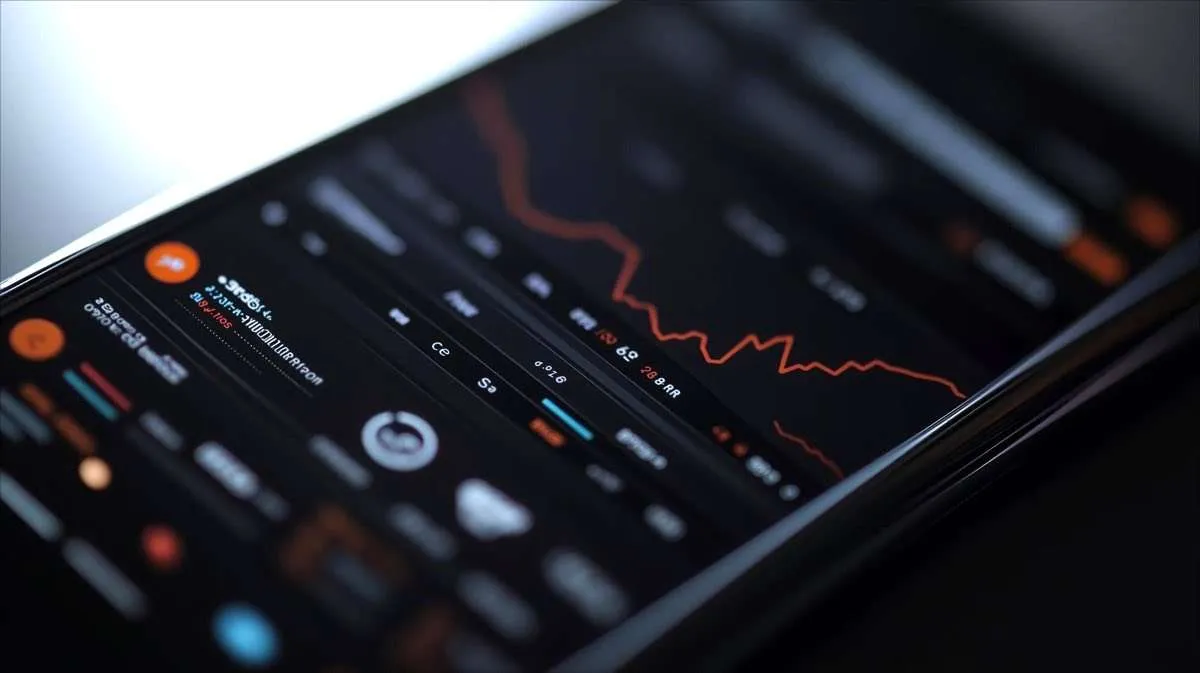 Smartphon con grafici delle entrate del digital advertising