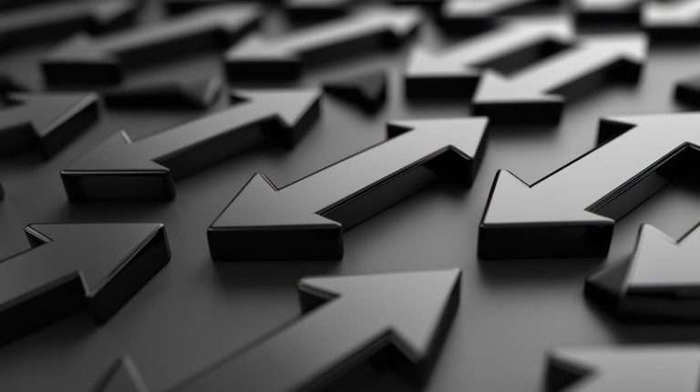 Frecce 3d nere lucide a simboleggiare la gestione dei redirect