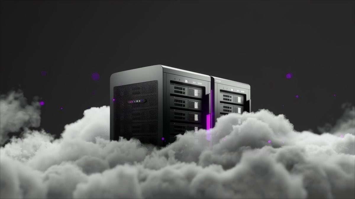 Hosting wordpress managed: le 5 migliori soluzioni per iniziare 1 Server rack coperti da nuvole a simboleggiare il managed hosting