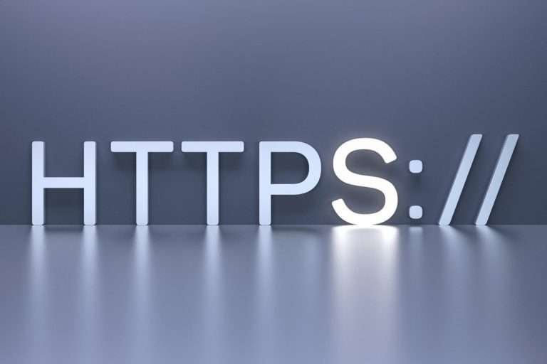 Critta 3d https con s illuminata a simboleggiare la sicurezza dei siti web